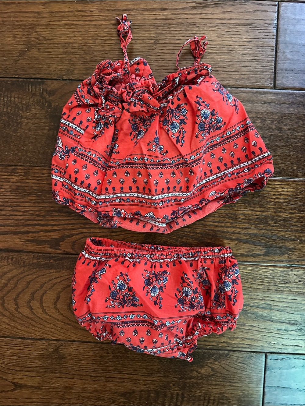 Infant Paisley Bandana Red & Blue Sun dress & Diaper Cover 6-12 months